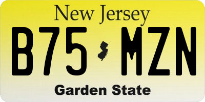 NJ license plate B75MZN