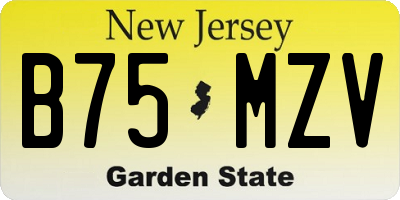 NJ license plate B75MZV