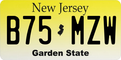 NJ license plate B75MZW
