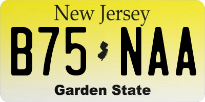 NJ license plate B75NAA