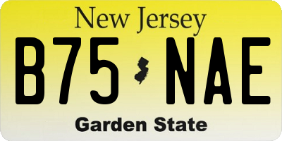 NJ license plate B75NAE
