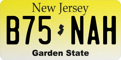 NJ license plate B75NAH
