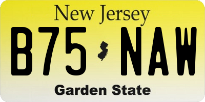 NJ license plate B75NAW