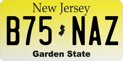 NJ license plate B75NAZ