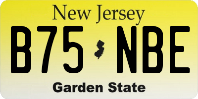 NJ license plate B75NBE