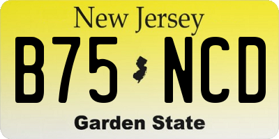 NJ license plate B75NCD