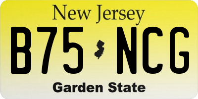 NJ license plate B75NCG