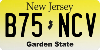 NJ license plate B75NCV