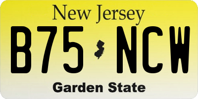 NJ license plate B75NCW