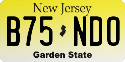 NJ license plate B75NDO