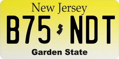 NJ license plate B75NDT