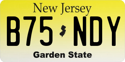 NJ license plate B75NDY
