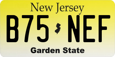 NJ license plate B75NEF