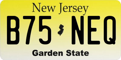 NJ license plate B75NEQ