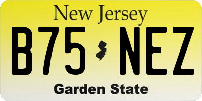 NJ license plate B75NEZ