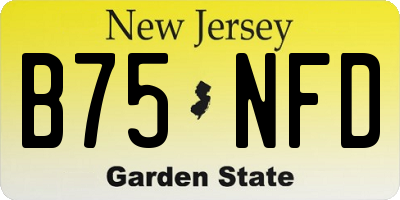 NJ license plate B75NFD