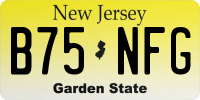 NJ license plate B75NFG