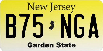 NJ license plate B75NGA