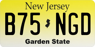 NJ license plate B75NGD