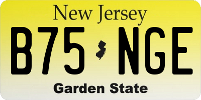 NJ license plate B75NGE