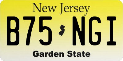 NJ license plate B75NGI