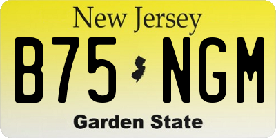 NJ license plate B75NGM