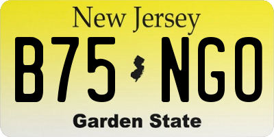NJ license plate B75NGO