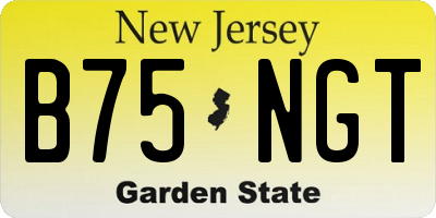 NJ license plate B75NGT
