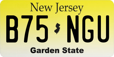 NJ license plate B75NGU