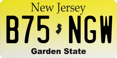 NJ license plate B75NGW