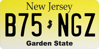 NJ license plate B75NGZ