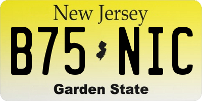 NJ license plate B75NIC