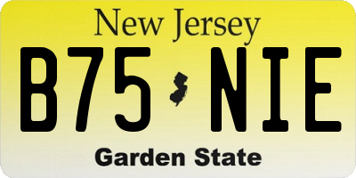 NJ license plate B75NIE