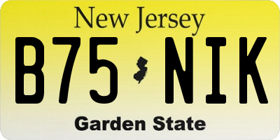 NJ license plate B75NIK