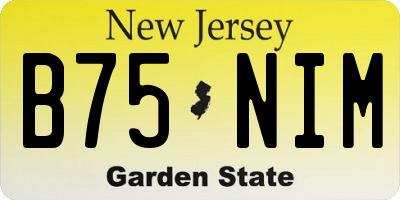 NJ license plate B75NIM