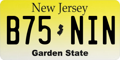 NJ license plate B75NIN