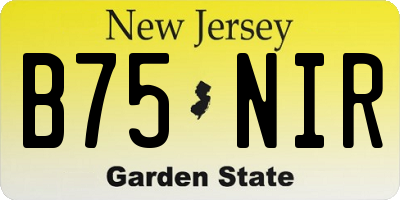 NJ license plate B75NIR