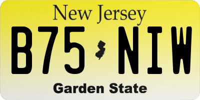 NJ license plate B75NIW
