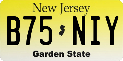 NJ license plate B75NIY