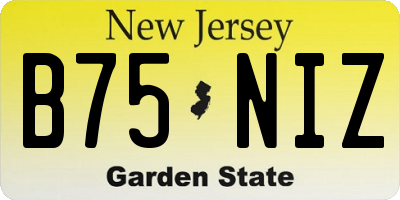 NJ license plate B75NIZ