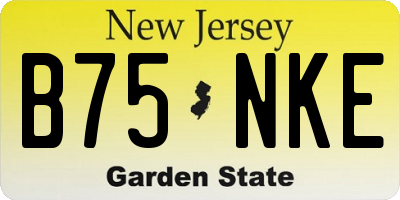 NJ license plate B75NKE