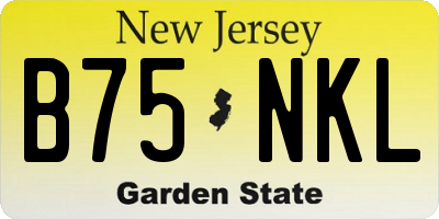 NJ license plate B75NKL