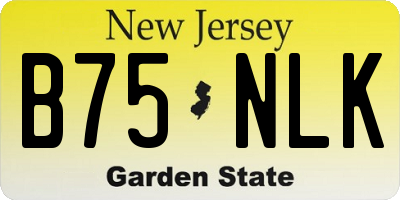 NJ license plate B75NLK