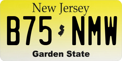 NJ license plate B75NMW