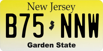 NJ license plate B75NNW