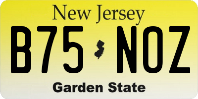 NJ license plate B75NOZ