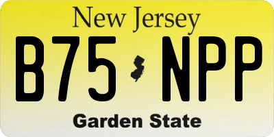 NJ license plate B75NPP