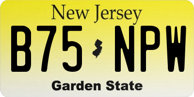 NJ license plate B75NPW