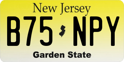 NJ license plate B75NPY