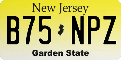 NJ license plate B75NPZ